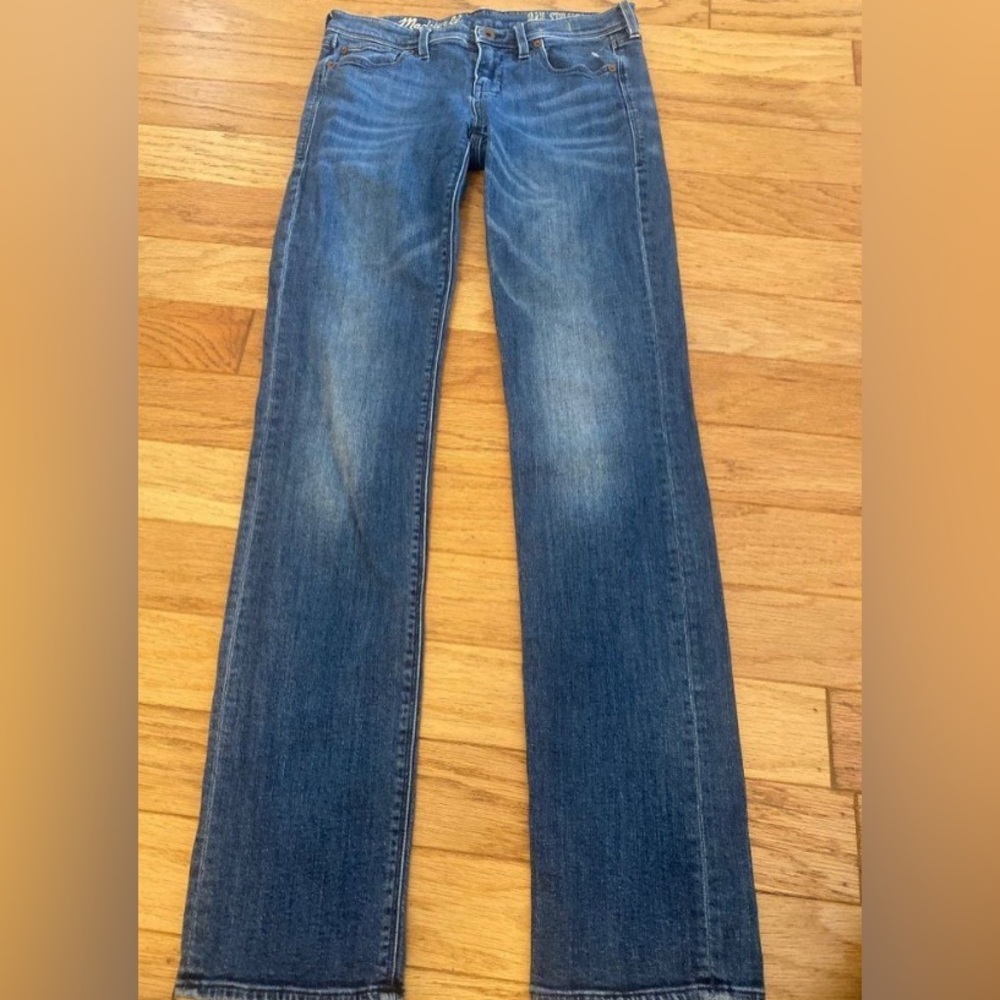 Madewell, women's Rail Straight, low - rise cotton blue jeans size 26x34